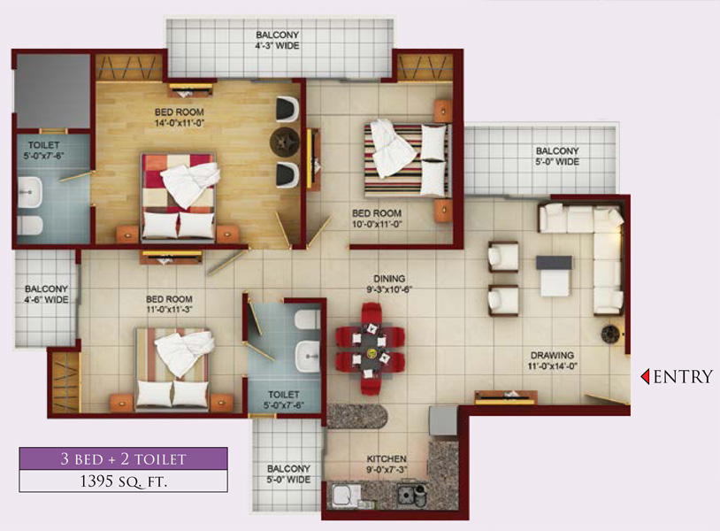Samridhi Luxuriya Avenue 2 bhk flats floor plan